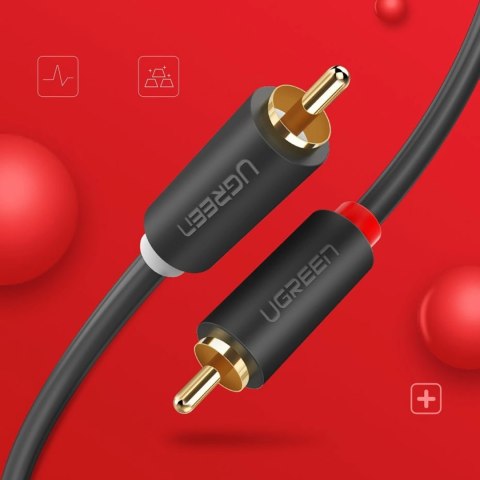 Kabel audio 2RCA (męski) - 2RCA (męski) 1m - szary Kabel audio 2RCA (męski) - 2RCA (męski) 1m - szary
