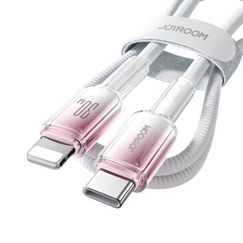 Kabel przewód Crystal-Clear Series 30W USB-C - iPhone Lightning 1.2m - biały Kabel przewód Crystal-Clear Series 30W USB-C - iPhone Lightning 1.2m - biały