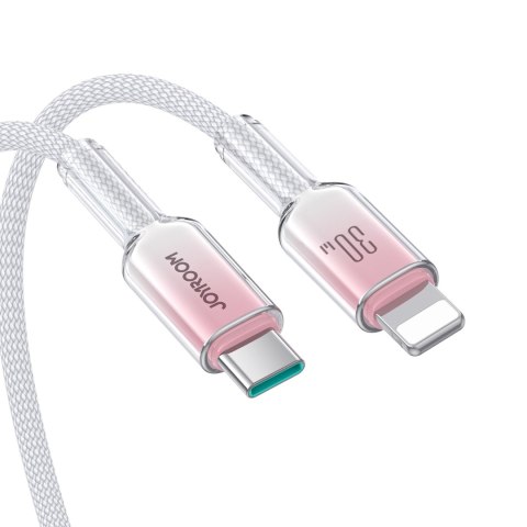 Kabel przewód Crystal-Clear Series 30W USB-C - iPhone Lightning 1.2m - biały Kabel przewód Crystal-Clear Series 30W USB-C - iPhone Lightning 1.2m - biały
