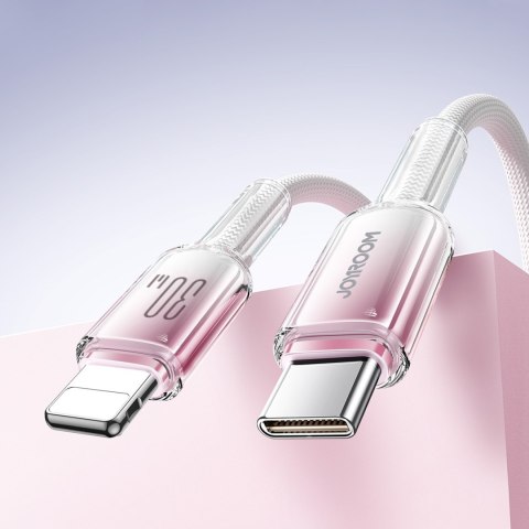Kabel przewód Crystal-Clear Series 30W USB-C - iPhone Lightning 1.2m - biały Kabel przewód Crystal-Clear Series 30W USB-C - iPhone Lightning 1.2m - biały