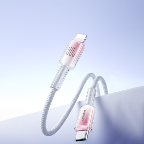 Kabel przewód Crystal-Clear Series 30W USB-C - iPhone Lightning 1.2m - biały Kabel przewód Crystal-Clear Series 30W USB-C - iPhone Lightning 1.2m - biały