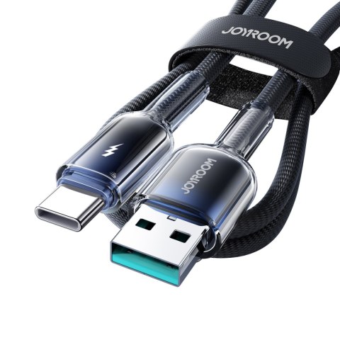 Kabel przewód Crystal-Clear Series 3A USB-A - USB-C 1.2m - czarny Kabel przewód Crystal-Clear Series 3A USB-A - USB-C 1.2m - czarny