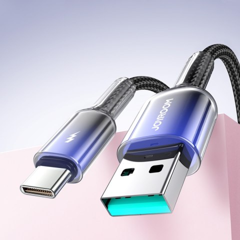 Kabel przewód Crystal-Clear Series 3A USB-A - USB-C 1.2m - czarny Kabel przewód Crystal-Clear Series 3A USB-A - USB-C 1.2m - czarny