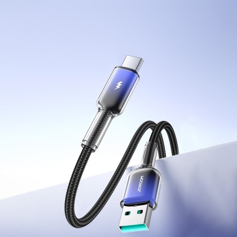 Kabel przewód Crystal-Clear Series 3A USB-A - USB-C 1.2m - czarny Kabel przewód Crystal-Clear Series 3A USB-A - USB-C 1.2m - czarny