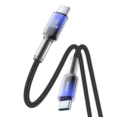 Kabel przewód Crystal-Clear Series 60W USB-C - USB-C 1.2m - czarny Kabel przewód Crystal-Clear Series 60W USB-C - USB-C 1.2m - czarny