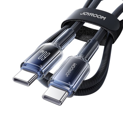 Kabel przewód Crystal-Clear Series 60W USB-C - USB-C 1.2m - czarny Kabel przewód Crystal-Clear Series 60W USB-C - USB-C 1.2m - czarny