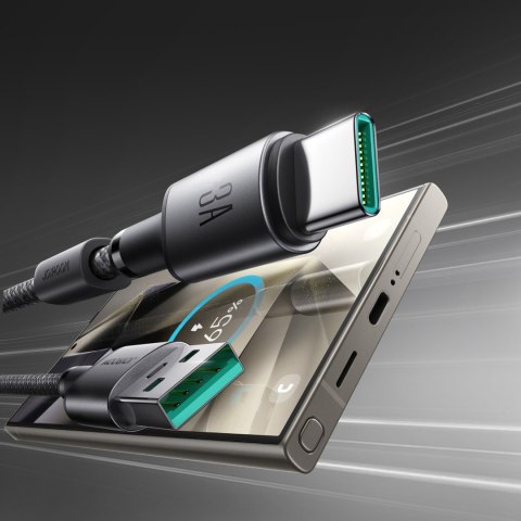 Kabel przewód USB-A - USB-C z organizerem uchwytem magnetycznym 1.2m - szary