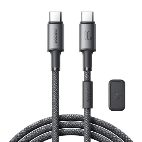 Kabel przewód USB-C - USB-C z organizerem uchwytem magnetycznym 1.2m - szary Kabel przewód USB-C - USB-C z organizerem uchwytem magnetycznym 1.2m - szary