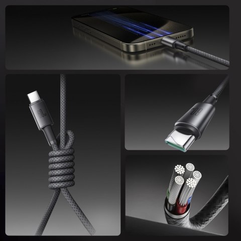 Kabel przewód USB-C - USB-C z organizerem uchwytem magnetycznym 1.2m - szary Kabel przewód USB-C - USB-C z organizerem uchwytem magnetycznym 1.2m - szary