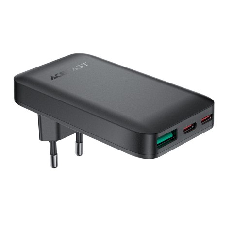 Ładowarka sieciowa płaska 65W GaN 2 USB-C USB-A ultra cienka - czarna