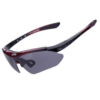 Okulary rowerowe polaryzujące 10001 - ZESTAW czarno-czerwone
