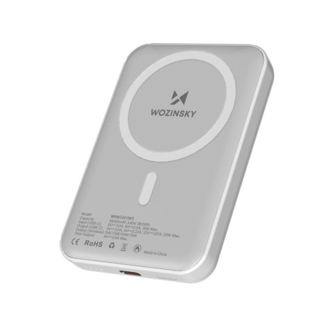 Powerbank magnetyczny 10000 mAh z kablem USB-C 25 cm - biały Powerbank magnetyczny 10000 mAh z kablem USB-C 25 cm - biały