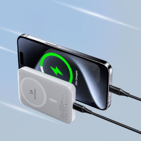 Powerbank magnetyczny 10000 mAh z kablem USB-C 25 cm - biały Powerbank magnetyczny 10000 mAh z kablem USB-C 25 cm - biały