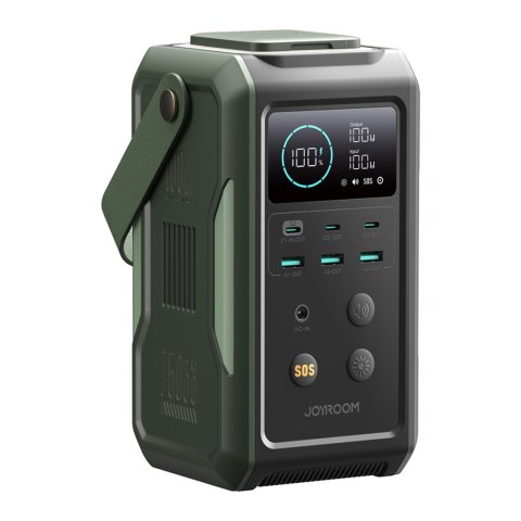 Powerbank turystyczny 75000mAh 100W USB-C USB-A lampka sygnał SOS - zielony Powerbank turystyczny 75000mAh 100W USB-C USB-A lampka sygnał SOS - zielony