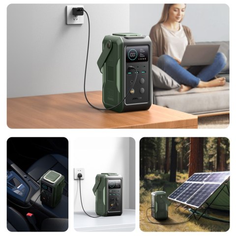 Powerbank turystyczny 75000mAh 100W USB-C USB-A lampka sygnał SOS - zielony Powerbank turystyczny 75000mAh 100W USB-C USB-A lampka sygnał SOS - zielony