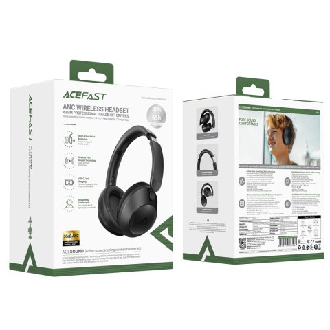 Słuchawki bezprzewodowe H3 Bluetooth z ANC USB-C IPX4 - czarne