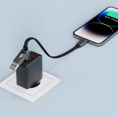 Kabel przewód USB-C - USB-A / USB-C 480Mb/s 3A 0.2m - czarny
