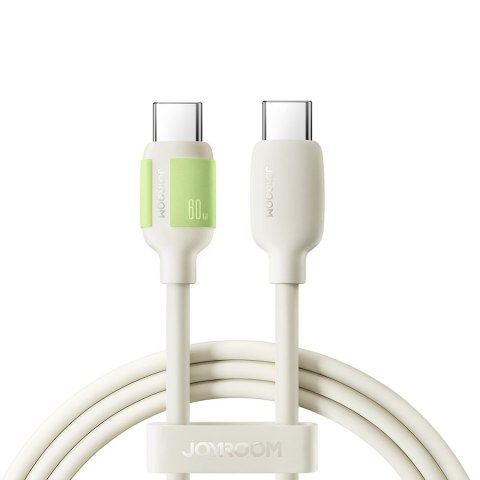 Kabel przewód USB-C - USB-C z fluorescencyjną końcówką 60W 2m - beżowy Kabel przewód USB-C - USB-C z fluorescencyjną końcówką 60W 2m - beżowy