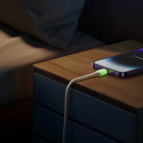 Kabel przewód USB-C - iPhone Lightning z fluorescencyjną końcówką 30W 1.2m - beżowy Kabel przewód USB-C - iPhone Lightning z fluorescencyjną końcówką 30W 1.2m - beżowy
