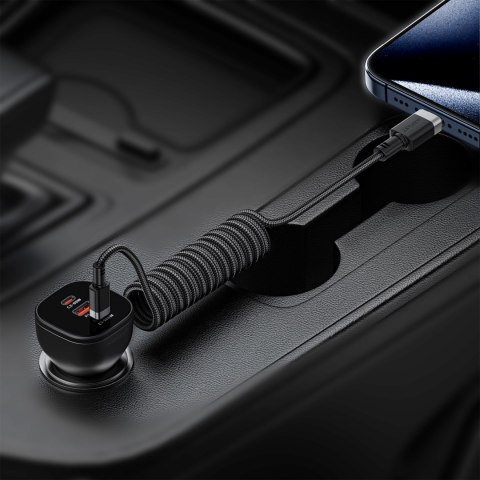 Kabel przewód spiralny USB-C - USB-C 480Mb/s 3A 1.2m - czarny