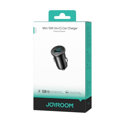 Ładowarka samochodowa Mini 15W USB-A USB-C - czarna