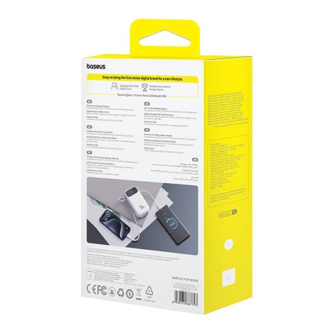 Powerbank QPow 2 20000mAh 30W z 2 wbudowanymi kablami USB-C - biały