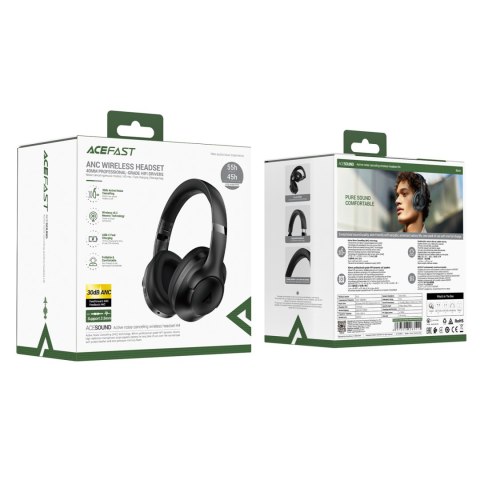 Słuchawki nauszne H4 ANC bezprzewodowe Bluetooth 5.3 IPX4 - czarne Słuchawki nauszne H4 ANC bezprzewodowe Bluetooth 5.3 IPX4 - czarne