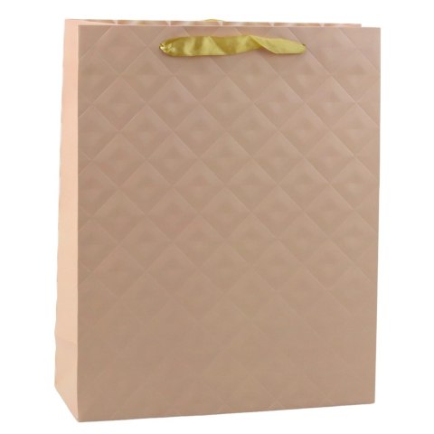 Torba Prezentowa Z Tłoczeniem Jasno Beżowa 32 x 26 x 10cm Torba Prezentowa Z Tłoczeniem Jasno Beżowa 32 x 26 x 10cm