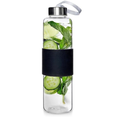 SZKLANA BUTELKA NA WODĘ 600ml 259152-C CZARNA SZKLANA BUTELKA NA WODĘ 600ml 259152-C CZARNA