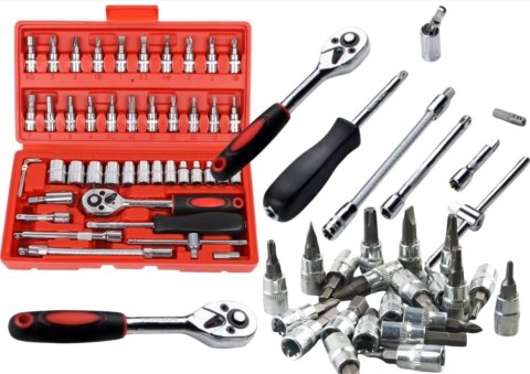 Zestaw Kluczy Nasadowych 1/4" - 46 Elementów w Walizce Zestaw Kluczy Nasadowych 1/4" - 46 Elementów w Walizce