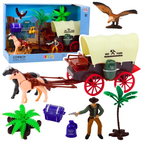 Zestaw Kowbojski Figurki Wóz Westernowy Konie Kowboj Palmy Zestaw Kowbojski Figurki Wóz Westernowy Konie Kowboj Palmy
