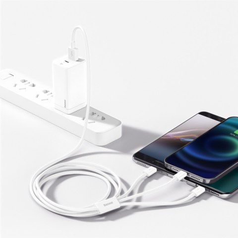 3w1 Kabel przewód Superior Series USB-A - USB-C / iPhone Lightning / micro USB 3.5A 0.5m - biały 3w1 Kabel przewód Superior Series USB-A - USB-C / iPhone Lightning / micro USB 3.5A 0.5m - biały