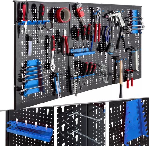 Metalowa tablica narzędziowa warsztatowa 120x60 cm z 25 uchwytami do Garażu Metalowa tablica narzędziowa warsztatowa 120x60 cm z 25 uchwytami do Garażu