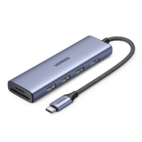 6w1 HUB Adapter USB-C - HDMI / USB-A / czytnik kart SD TF - szary 6w1 HUB Adapter USB-C - HDMI / USB-A / czytnik kart SD TF - szary
