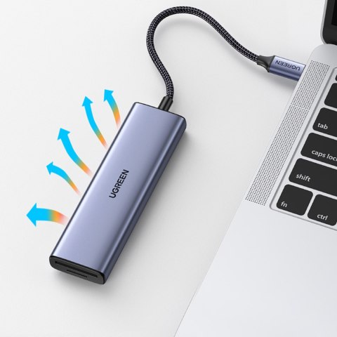 6w1 HUB Adapter USB-C - HDMI / USB-A / czytnik kart SD TF - szary 6w1 HUB Adapter USB-C - HDMI / USB-A / czytnik kart SD TF - szary