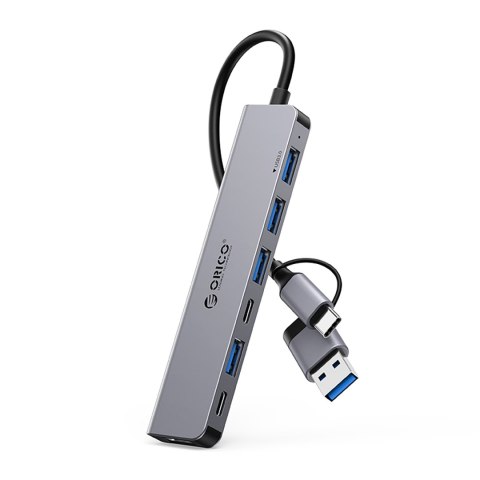 Hub YSA7-U3 stacja dokująca USB-A / USB-C na USB-A USB-C - szary Hub YSA7-U3 stacja dokująca USB-A / USB-C na USB-A USB-C - szary
