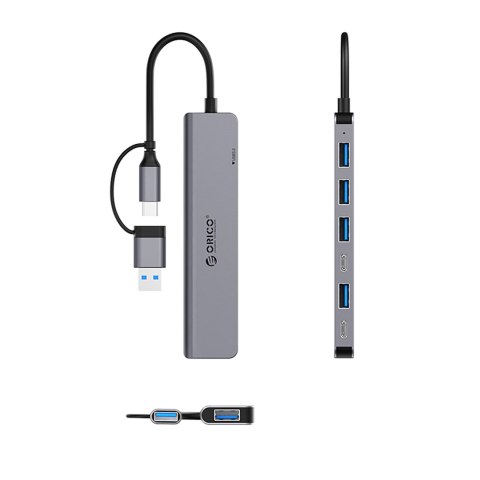 Hub YSA7-U3 stacja dokująca USB-A / USB-C na USB-A USB-C - szary Hub YSA7-U3 stacja dokująca USB-A / USB-C na USB-A USB-C - szary