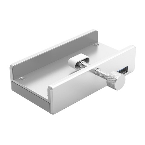 Hub rozdzielacz MH4PU na zacisk do biurka monitora 4x USB-A - srebrny