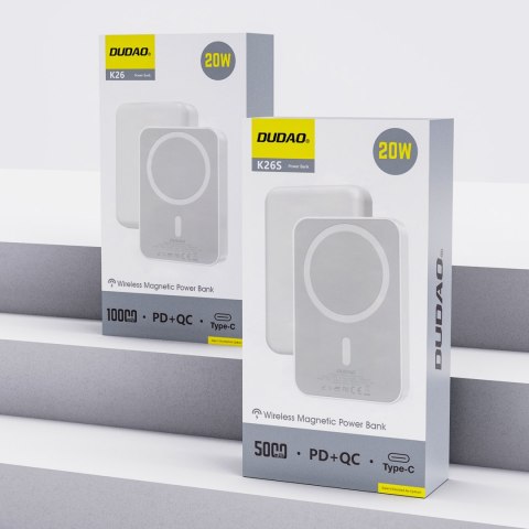 Powerbank K26 10000mAh 20W USB-A / USB-C / MagSafe - biały Powerbank K26 10000mAh 20W USB-A / USB-C / MagSafe - biały