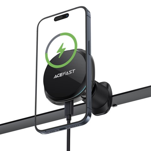 Uchwyt magnetyczny do telefonu z ładowarką bezprzewodową na kratkę nawiewu - czarny Uchwyt magnetyczny do telefonu z ładowarką bezprzewodową na kratkę nawiewu - czarny