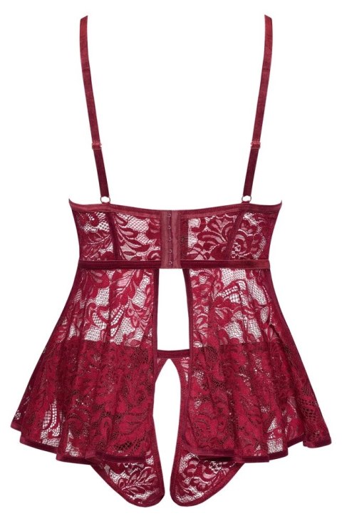 Cottelli CURVES - Seksowna Koronkowa Babydoll + Majteczki Bez Krocza Czerwone 2XL