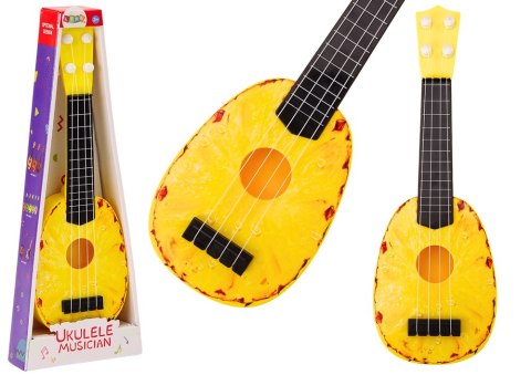 Ukulele Dla Dzieci Mini Gitara 4 Struny Motyw Ananasa Gitarka Żółta Ukulele Dla Dzieci Mini Gitara 4 Struny Motyw Ananasa Gitarka Żółta