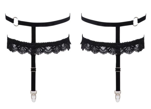 Cottelli ACCESSOIRES - Czarne Podwiązki Z Delikatną Seksowną Koronką L/XL