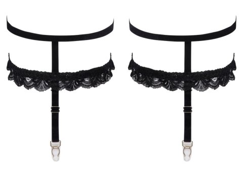 Cottelli ACCESSOIRES - Czarne Podwiązki Z Delikatną Seksowną Koronką L/XL