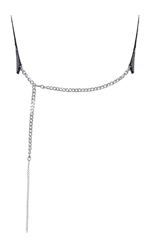 Cottelli ACCESSOIRES - Czarny Top Bez Pleców Z Cekinów Na Srebrnym Łańcuszku
