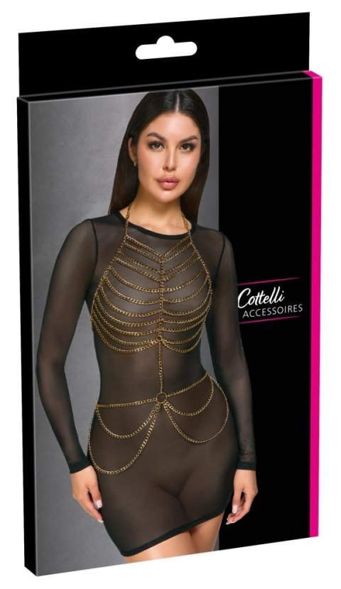 Cottelli ACCESSOIRES - Złoty Łańcuszek Na Ciało Z 3 Zapięciami
