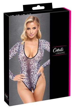 Cottelli LINGERIE - Seksowne Panterkowe Body Z Długim Rękawkiem M