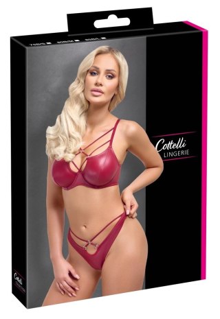Cottelli LINGERIE - Seksowny Biustonosz Na Fiszbinach I Stringi Z Paseczkami Czerwone 85B/L