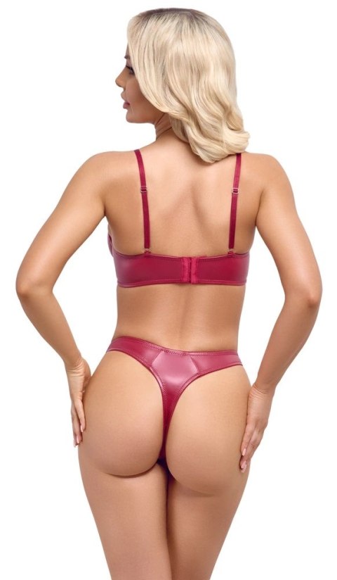 Cottelli LINGERIE - Seksowny Biustonosz Na Fiszbinach I Stringi Z Paseczkami Czerwone 85B/L