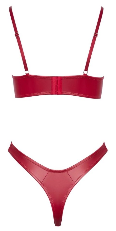 Cottelli LINGERIE - Seksowny Biustonosz Na Fiszbinach I Stringi Z Paseczkami Czerwone 85B/L